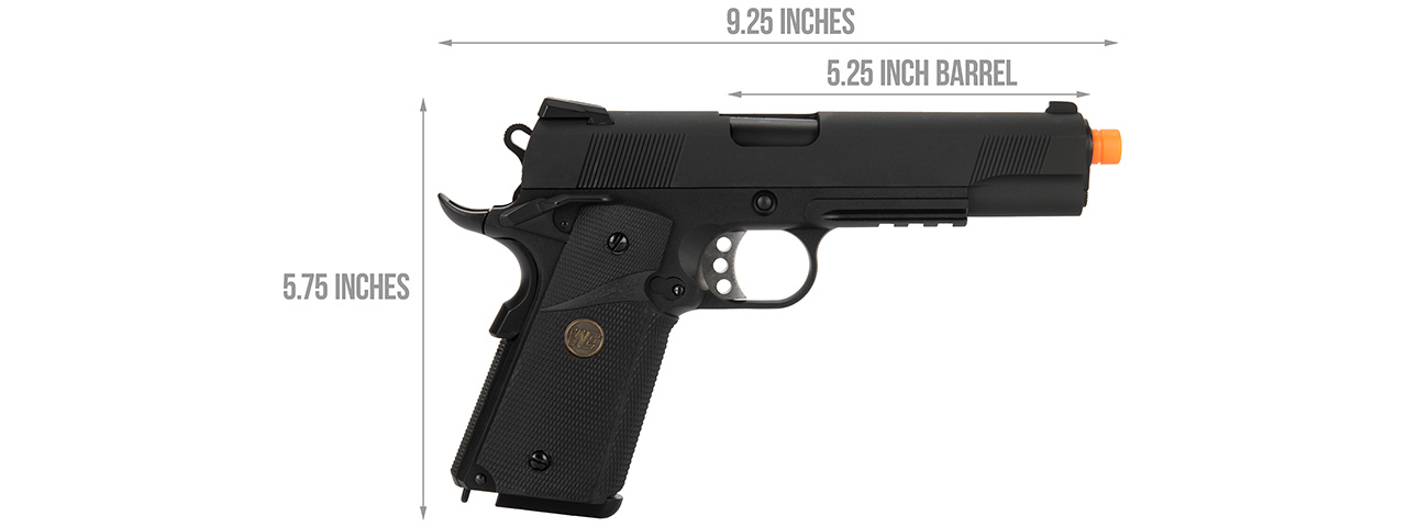 WE Tech 1911 Full Metal MEU Airsoft Gas Blowback Pistol (BLACK) - Click Image to Close