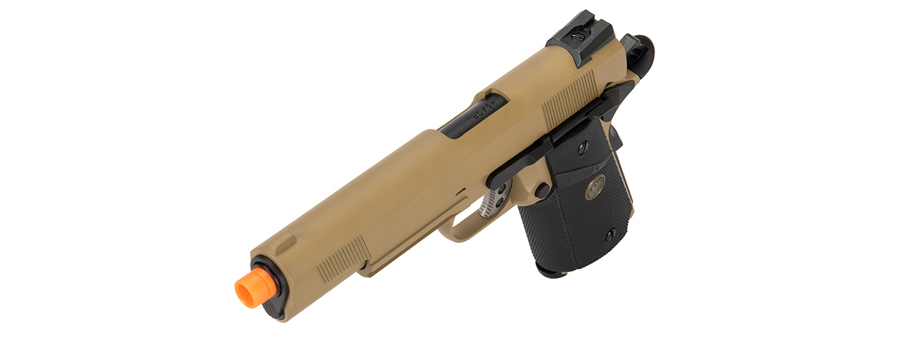 WE Tech 1911 Full Metal MEU Airsoft Gas Blowback Pistol (TAN)