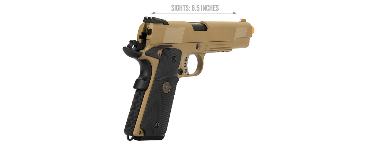 WE Tech 1911 Full Metal MEU Airsoft Gas Blowback Pistol (TAN) - Click Image to Close