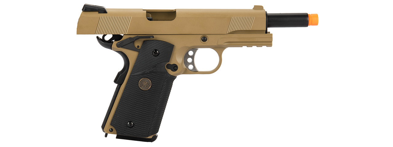 WE Tech 1911 Full Metal MEU Airsoft Gas Blowback Pistol (TAN) - Click Image to Close