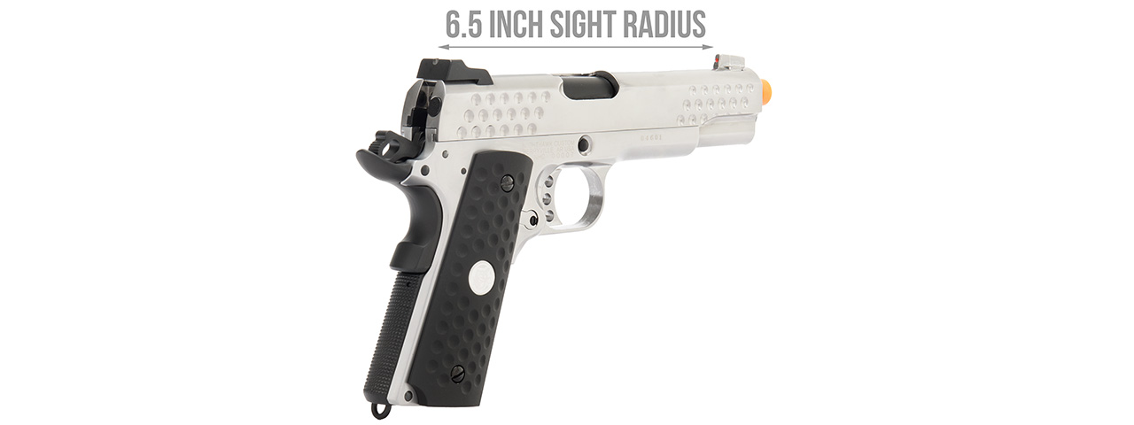 WE Tech Full Metal Knighthawk 1911 Gas Blowback Airsoft Pistol (SILVER) - Click Image to Close