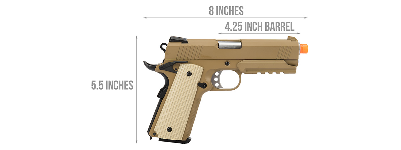 WE Tech Kimber Style 1911 Gas Blowback Airsoft Pistol (TAN)