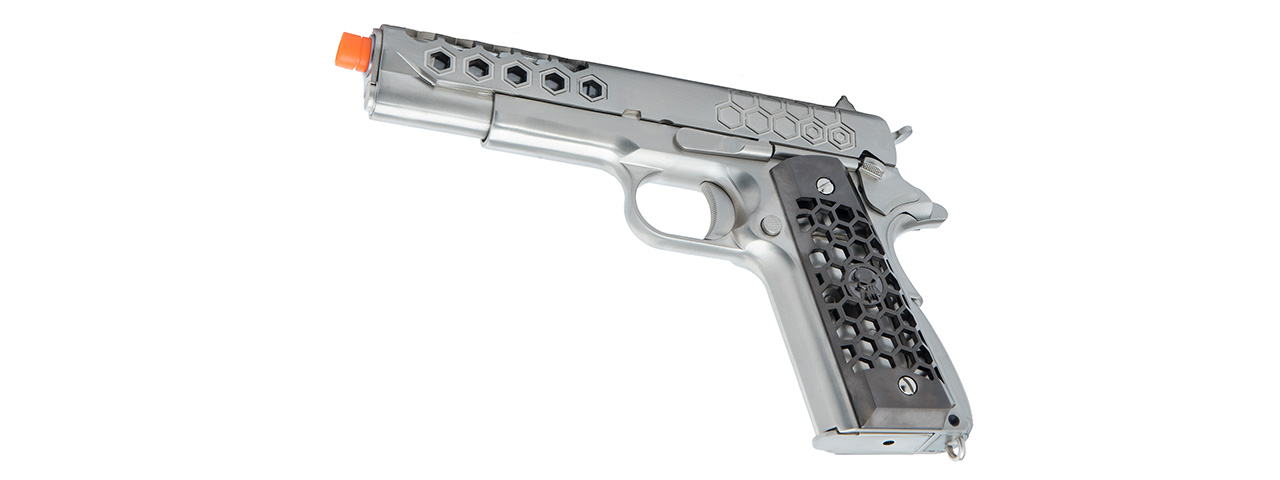 WE Tech 1911 Hex Cut Gen. 2 Gas Blowback Airsoft Pistol (SILVER)