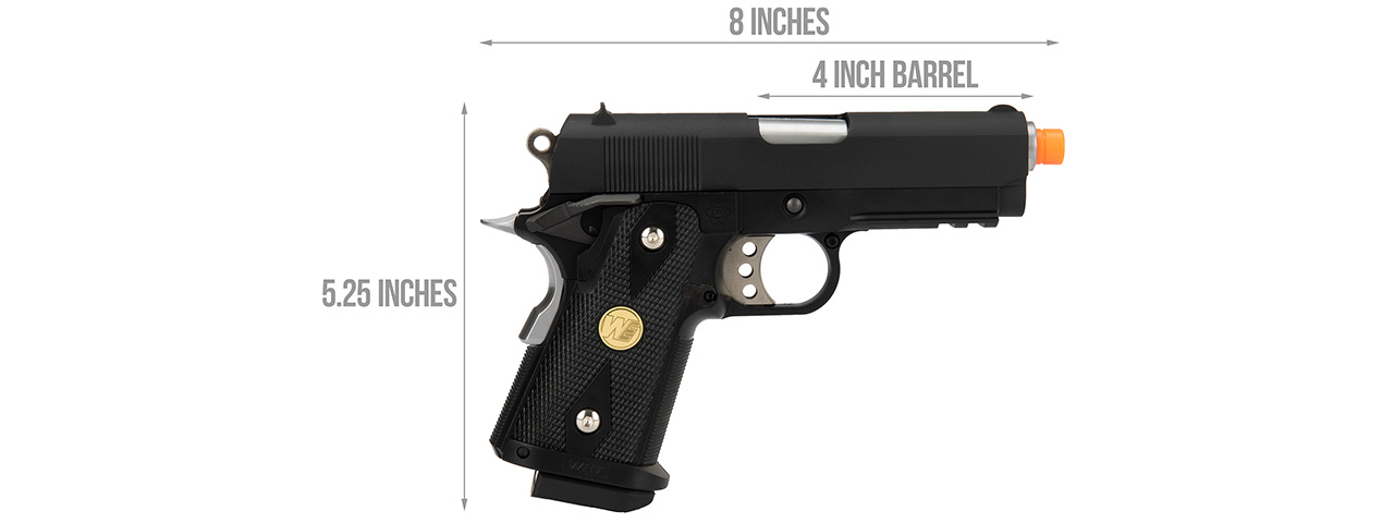 WE Tech 1911 3.8 Baby Hi-Capa Gas Blowback Airsoft Pistol [Version A] (BLACK)