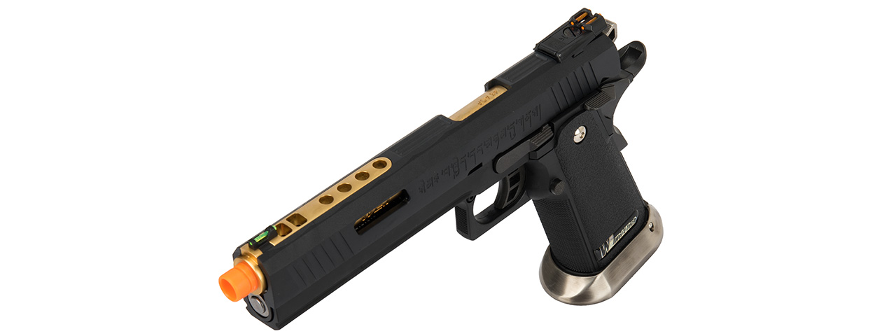 WE Tech 1911 Hi-Capa T-Rex Competition Gas Blowback Airsoft Pistol w/ Sight Mount & Top Ports (BLACK / GOLD)