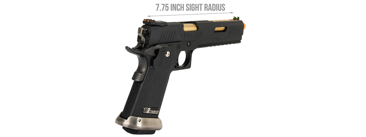 WE Tech 1911 Hi-Capa T-Rex Competition Gas Blowback Airsoft Pistol w/ Sight Mount & Top Ports (BLACK / GOLD)