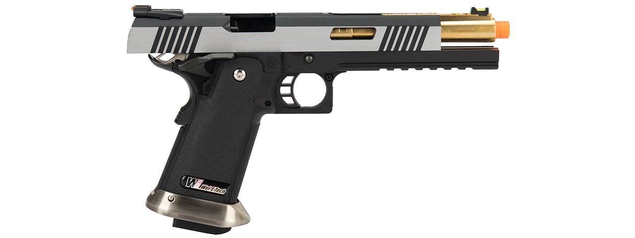 WE Tech 1911 Hi-Capa T-Rex Competition Gas Blowback Airsoft Pistol w/ Sight Mount & Top Ports (TWO TONE / GOLD) - Click Image to Close