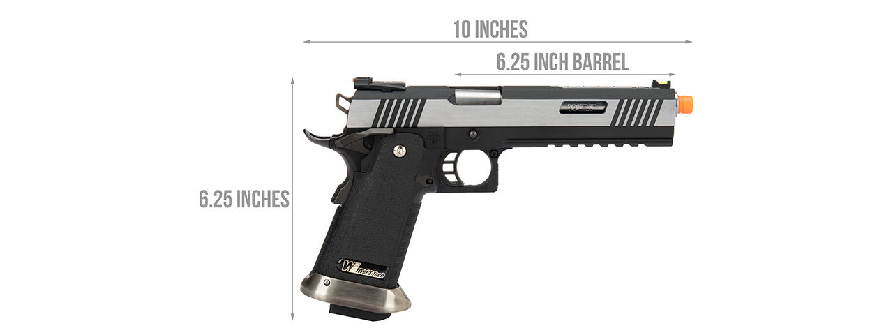 WE Tech 1911 Hi-Capa T-Rex Competition Gas Blowback Airsoft Pistol w/ Sight Mount & Top Ports (TWO TONE / SILVER)