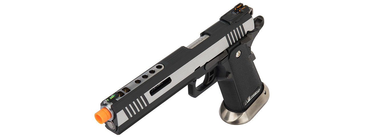 WE Tech 1911 Hi-Capa T-Rex Competition Gas Blowback Airsoft Pistol w/ Sight Mount & Top Ports (TWO TONE / SILVER)