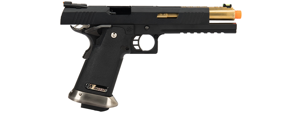 WE Tech 1911 Hi-Capa T-Rex Competition Gas Blowback Airsoft Pistol w/ Sight Mount & Top Ports (BLACK / GOLD)