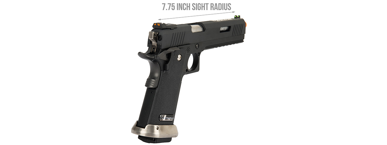 WE Tech 1911 Hi-Capa T-Rex Competition Gas Blowback Airsoft Pistol w/ Sight Mount (BLACK / SILVER)