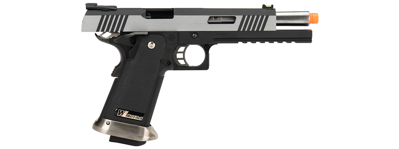 WE Tech 1911 Hi-Capa T-Rex Competition Gas Blowback Airsoft Pistol w/ Sight Mount (TWO TONE / SILVER) - Click Image to Close