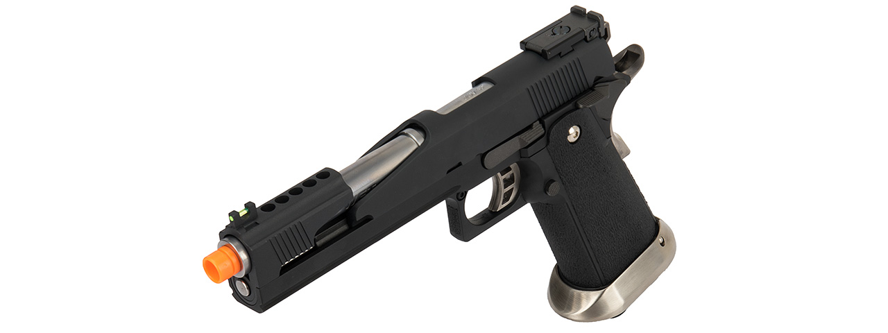 WE Tech 1911 Hi-Capa T-Rex Competition Gas Blowback Airsoft Pistol w/ Top Ports (BLACK / SILVER)