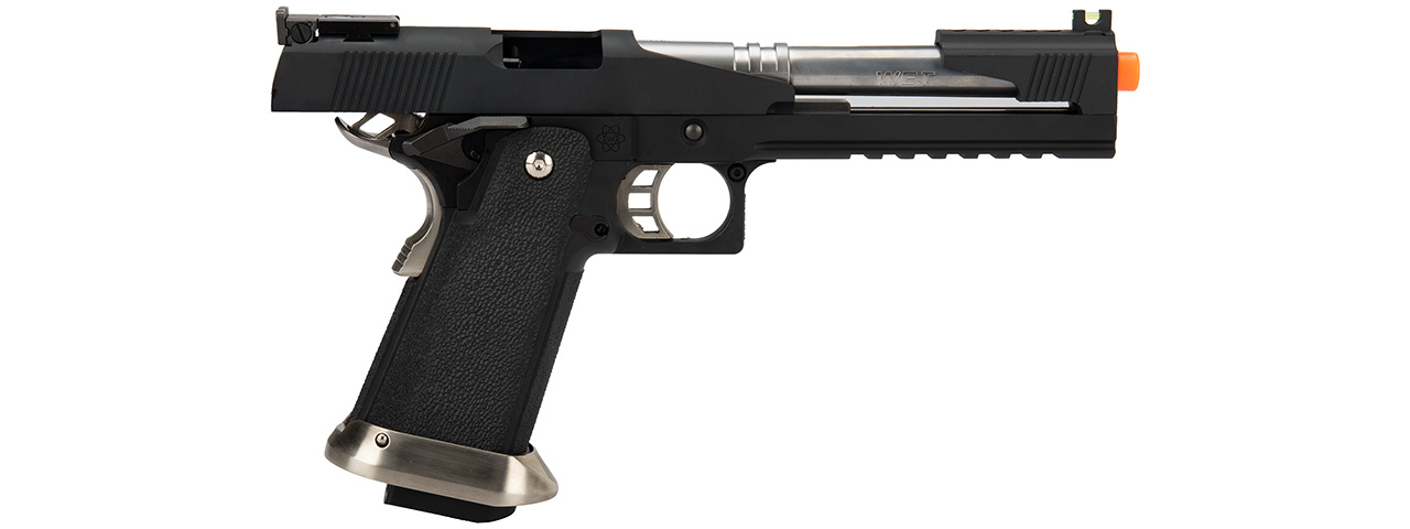 WE Tech 1911 Hi-Capa T-Rex Competition Gas Blowback Airsoft Pistol w/ Top Ports (BLACK / SILVER)