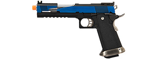 WE Tech 1911 Hi-Capa T-Rex Competition Gas Blowback Airsoft Pistol w/ Top Ports (BLUE / SILVER)