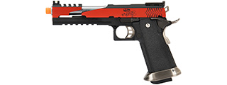 WE Tech 1911 Hi-Capa T-Rex Competition Gas Blowback Airsoft Pistol w/ Top Vent (RED / SILVER)