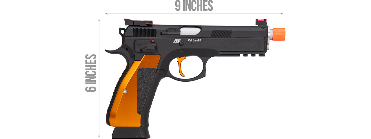 ASG CZ SP-01 Shadow ACCU CO2 GBB Pistol (Black / Orange) - Click Image to Close