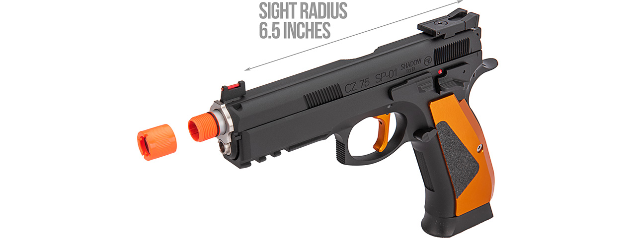 ASG CZ SP-01 Shadow ACCU CO2 GBB Pistol (Black / Orange) - Click Image to Close