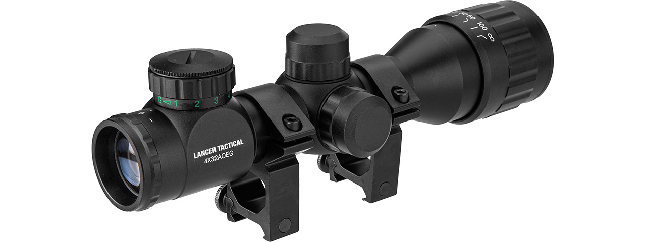 Lancer Tactical 4X32 AOEG Scope, Black