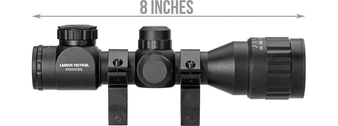 Lancer Tactical 4X32 AOEG Scope, Black - Click Image to Close