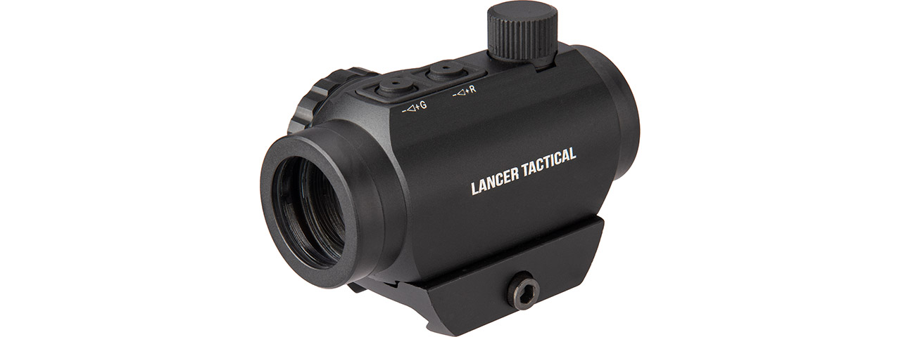 Lancer Tactical 1x22mm Red Dot Reflex Sight with Lower 1/3 Co-witness Mount w/ 2 Mounts (Color: Black) - Click Image to Close