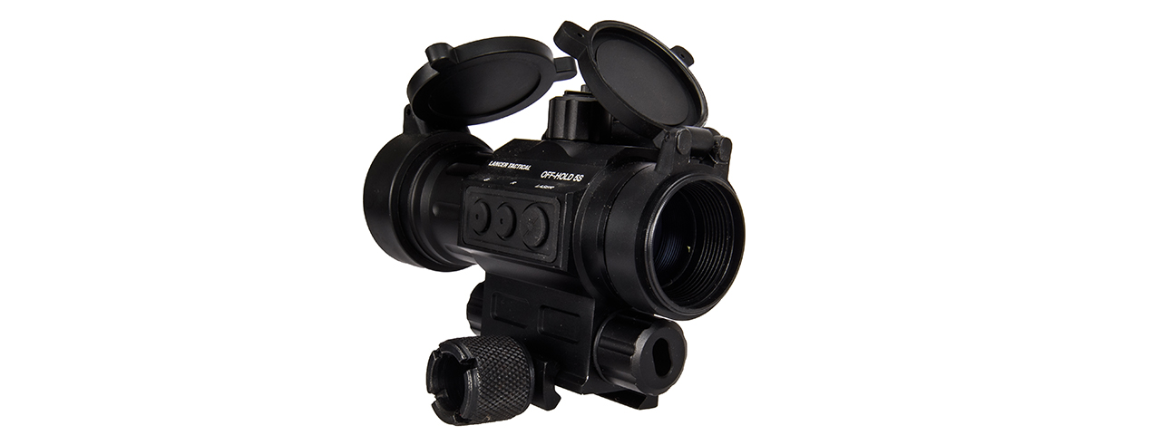 Lancer Tactical HD30L 1x30mm Green & Red Dot Sight with Red Laser Sight 2 MOA Red Dot Scope with Flip Up Lens Caps (Black) - Click Image to Close