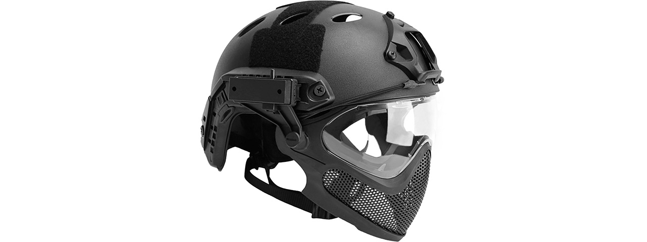 G-Force Pilot Full Face Helmet w/ Steel Mesh Face Guard (Color: OD Green)