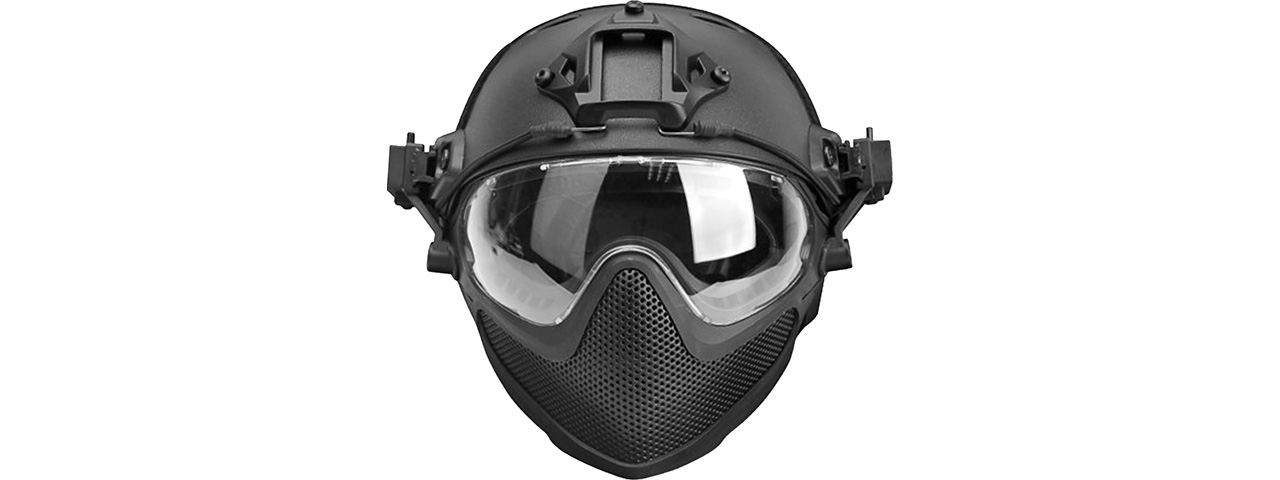 G-Force Pilot Full Face Helmet w/ Steel Mesh Face Guard (Color: OD Green) - Click Image to Close