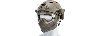 G-Force Pilot Full Face Helmet w/ Steel Mesh Face Guard (Color: Tan)