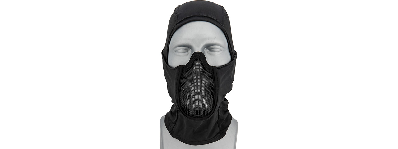 Lancer Tactical Shadow Warrior Hood Mesh Balaclava Face Mask (Color: Black) - Click Image to Close
