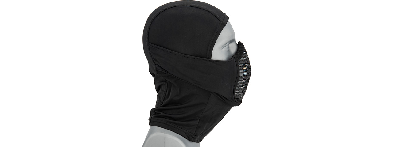 Lancer Tactical Shadow Warrior Hood Mesh Balaclava Face Mask (Color: Black) - Click Image to Close
