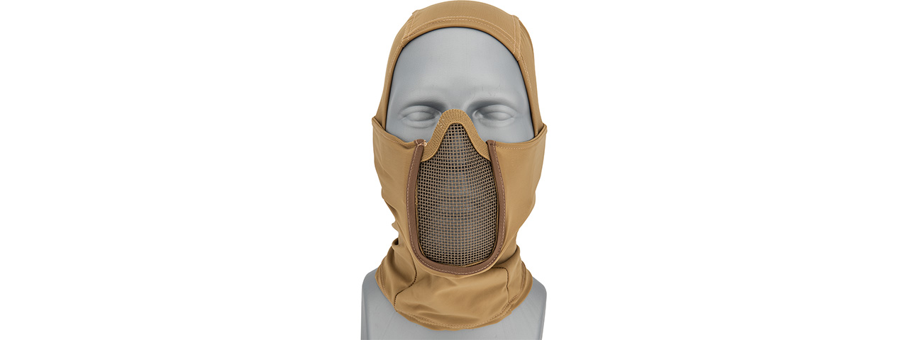 Lancer Tactical Shadow Warrior Hood Mesh Balaclava Face Mask (Color: Tan)