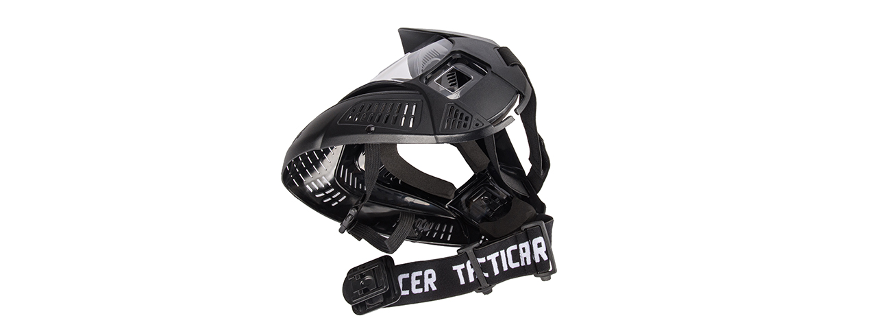 Lancer Tactical Full Face Airsoft Mask with Visor (Color: Black) - Click Image to Close