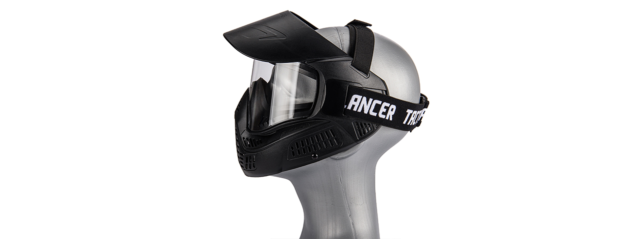 Lancer Tactical Full Face Airsoft Mask with Visor (Color: Black) - Click Image to Close