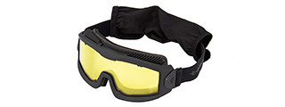 LANCER TACTICAL AERO PROTECTIVE BLACK AIRSOFT GOGGLES (YELLOW LENS)