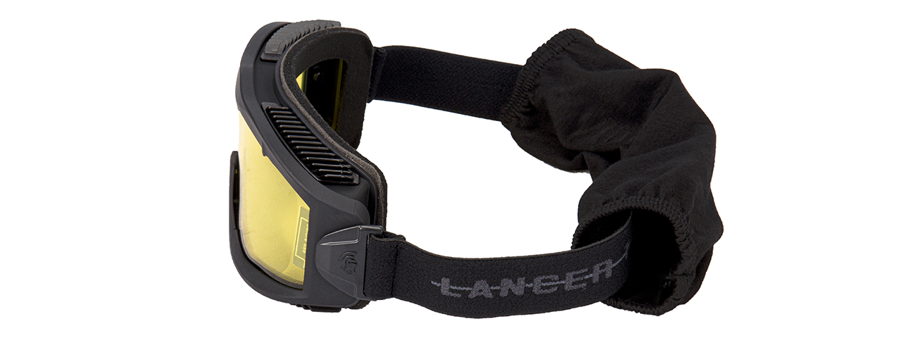 LANCER TACTICAL AERO PROTECTIVE BLACK AIRSOFT GOGGLES (YELLOW LENS) - Click Image to Close