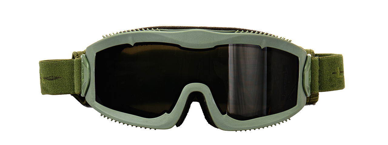 LANCER TACTICAL AERO PROTECTIVE OD GREEN AIRSOFT GOGGLES (SMOKE LENS)