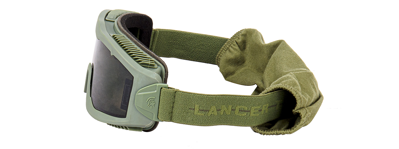 LANCER TACTICAL AERO PROTECTIVE OD GREEN AIRSOFT GOGGLES (SMOKE LENS) - Click Image to Close