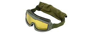 LANCER TACTICAL AERO PROTECTIVE OD GREEN AIRSOFT GOGGLES (YELLOW LENS)