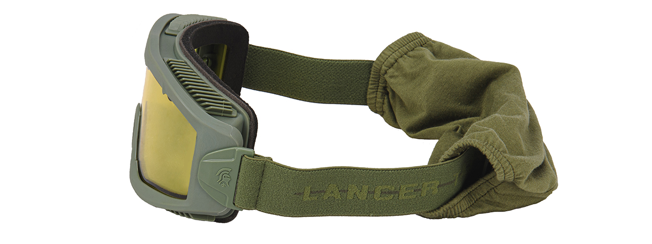 LANCER TACTICAL AERO PROTECTIVE OD GREEN AIRSOFT GOGGLES (YELLOW LENS)