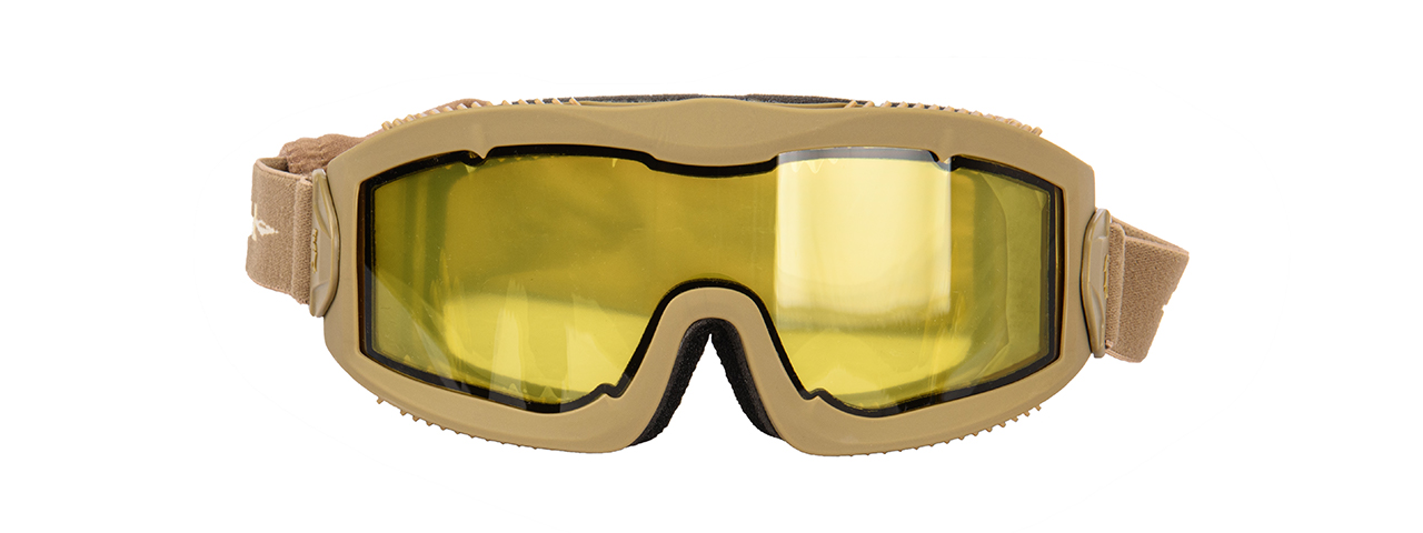 LANCER TACTICAL AERO PROTECTIVE TAN AIRSOFT GOGGLES (YELLOW LENS) - Click Image to Close