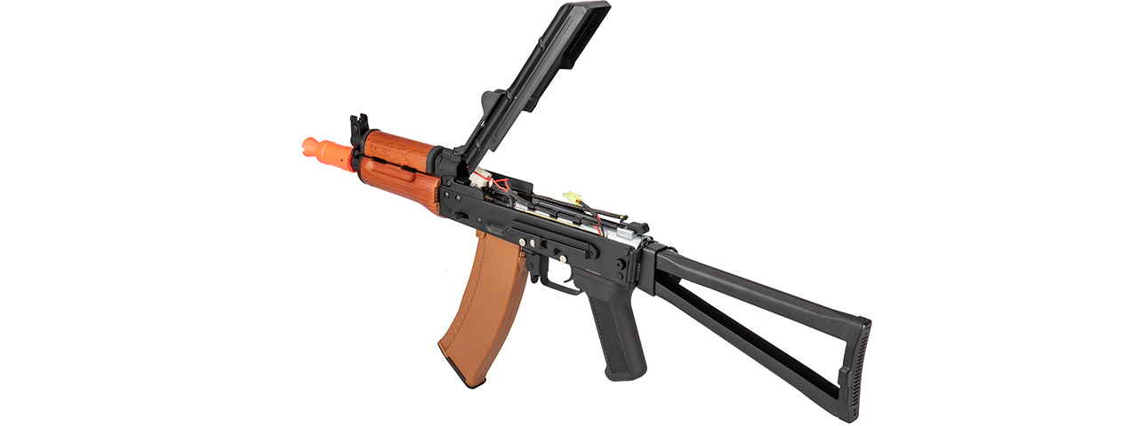 Double Bell AK74U AEG Airsoft Rifle w/ Folding Triangle Stock [TYPE A] (BLACK / WOOD)