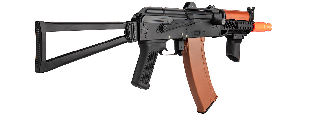 Double Bell AK74U AEG Airsoft Rifle w/ Folding Wire Stock [LiPo Ready] (BLACK / WOOD) - Click Image to Close