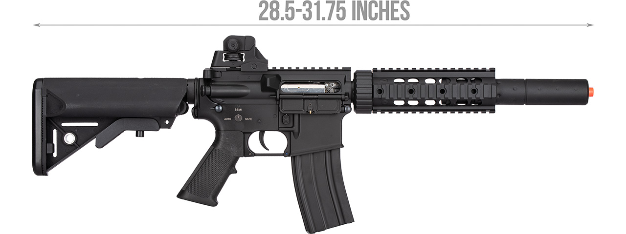 Double Bell M4 RIS AEG Full Metal Airsoft Rifle w/ Mock Suppressor (BLACK) - Click Image to Close