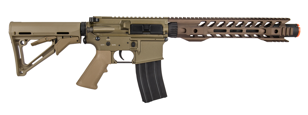 Double Bell M4 12-Inch RIS Airsoft AEG Rifle, Tan - Click Image to Close