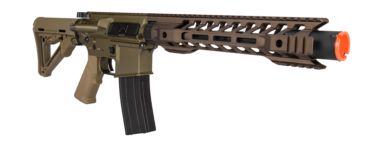 Double Bell M4 12-Inch RIS Airsoft AEG Rifle, Tan - Click Image to Close