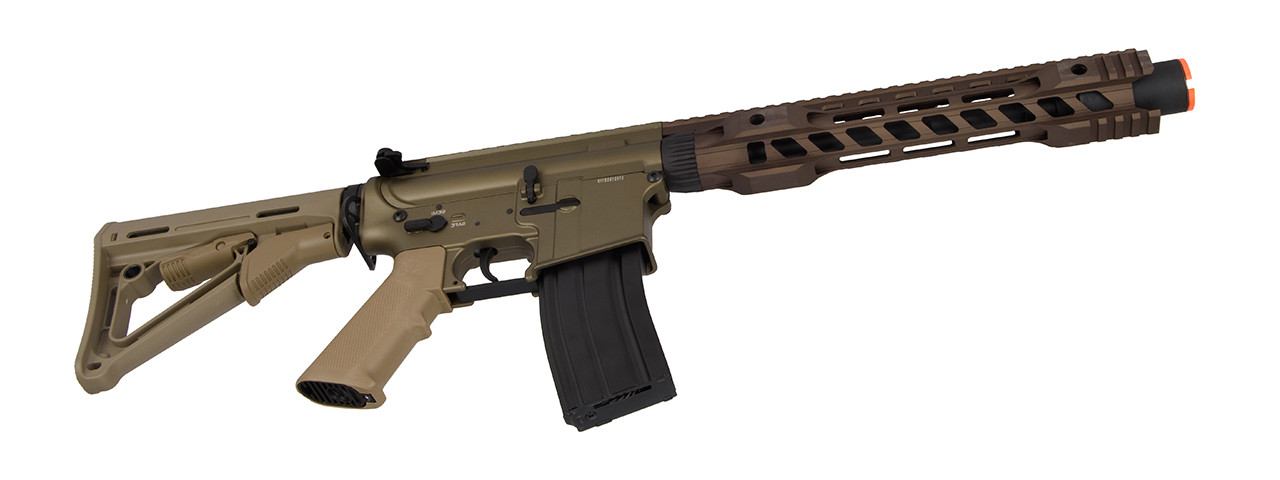 Double Bell M4 12-Inch RIS Airsoft AEG Rifle, Tan - Click Image to Close