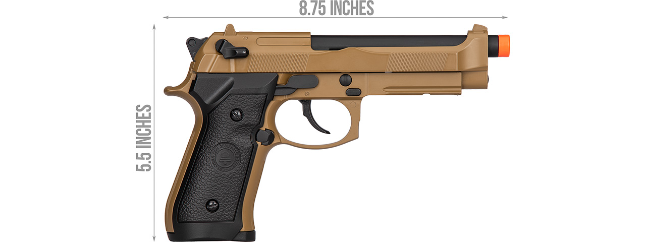 Double Bell M92 Gas Blowback Airsoft Pistol (TAN) - Click Image to Close