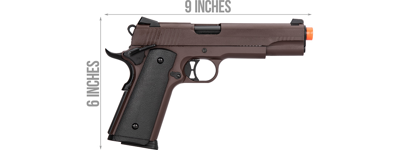 Double Bell M1911 Gas Blowback Airsoft Pistol [Polymer] (CRIMSON BROWN) - Click Image to Close