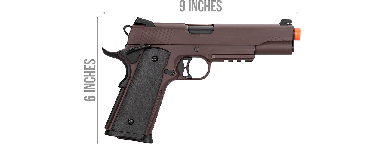 Double Bell M1911 Gas Blowback Airsoft Pistol [Metal] (CRIMSON BROWN)